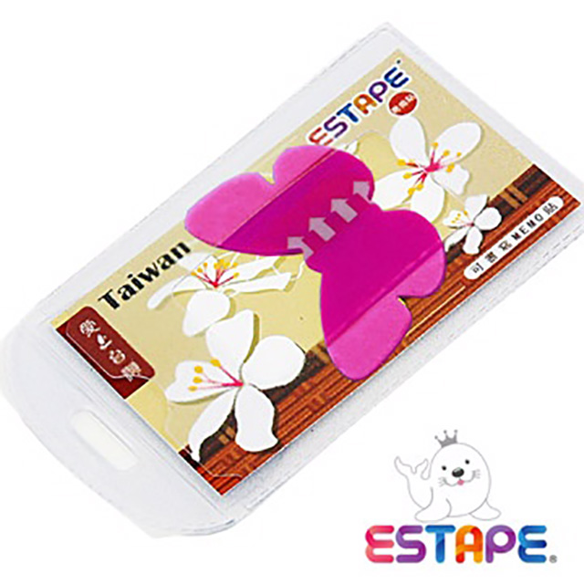 【王佳膠帶Seal King】隨手貼ESTAPE (蝴蝶造型Memo可書寫)全螢光桃紅