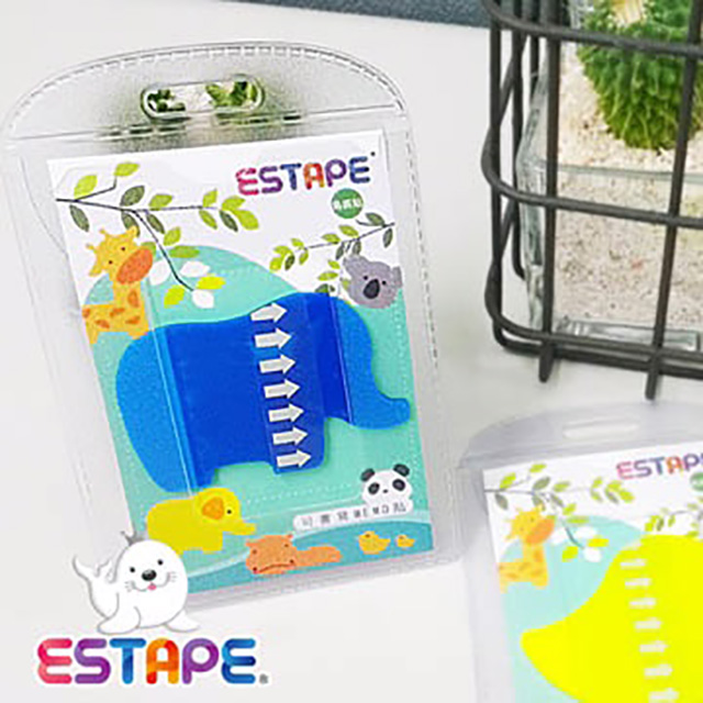 【王佳膠帶Seal King】隨手貼ESTAPE (大象造型Memo可書寫)全螢光藍