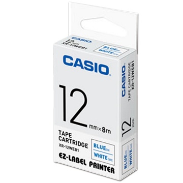 CASIO 標籤機專用色帶-12mm【共有9色】白底藍字XR-12WEB1