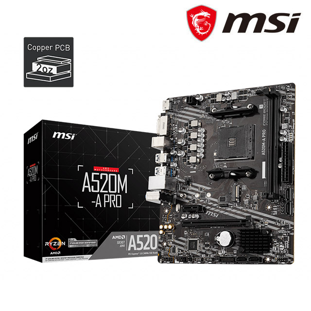 (A520M + R3-3100) 微星 PRO A520M-A PRO 主機板 + AMD R3-3100