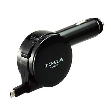 日本CARMATE 2.4A microUSB 伸縮捲線式 點煙器手機充電器 ME160