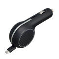 日本SEIWA microUSB 車用充電器 自動捲線 2.4A 黑色 D431