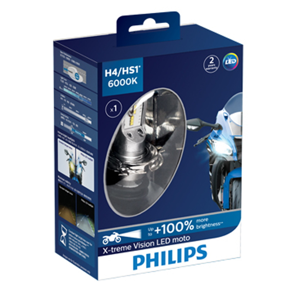 飛利浦 Philips X-TREME VISION LED MOTO H4/HS1 機車專用鐳神光頭燈一入裝(公司貨)