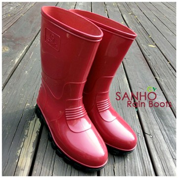 【三和牌】素雅風半筒雨鞋/紅色