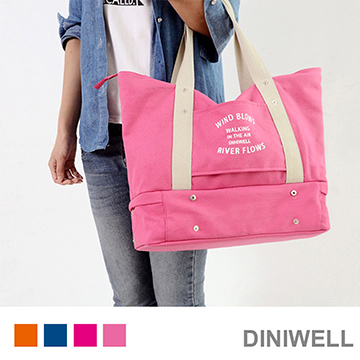 【JD】DINIWELL旅行多功能衣物、鞋子、拉桿收納單肩收納包(粉紅)