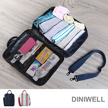 【JD】DINIWELL大容量三用旅行拉桿收納包(點點藍)