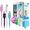 X_mart HTC/三星/MICRO USB 輕巧耐拉充電線+繽紛充電器組