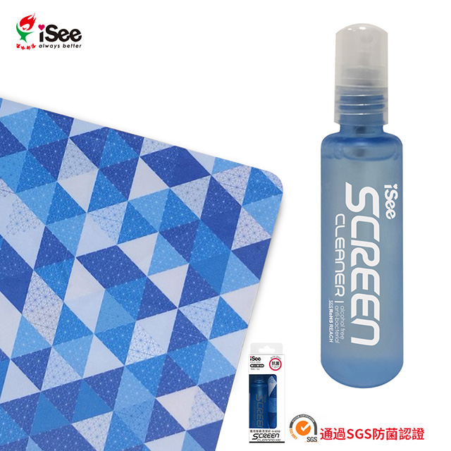 iSee 萬用螢幕清潔組(30ml+擦拭布)(IS-SCK2)-藍格