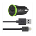 (福利品) Belkin 車充+Lightning 轉接線1.2M