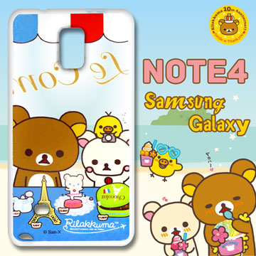 日本授權正版拉拉熊/Rilakkuma★三星 SAMSUNG Galaxy Note4 透明彩繪手機殼(巴黎鐵塔)