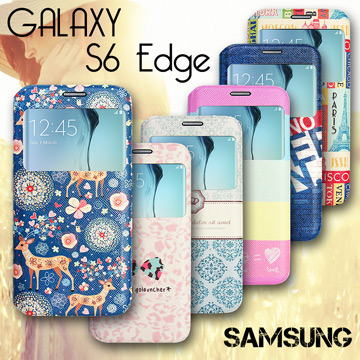 VXTRA Samsung Galaxy S6 Edge G9250 藝術彩繪視窗皮套
