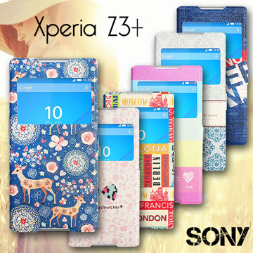 VXTRA SONY Xperia Z3+ 5.2吋 藝術彩繪視窗皮套