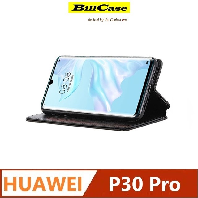 Bill Case 2019 全新高規 華為 P30 Pro 經典手工磁性側掀 雙卡支架 防摔保護皮套