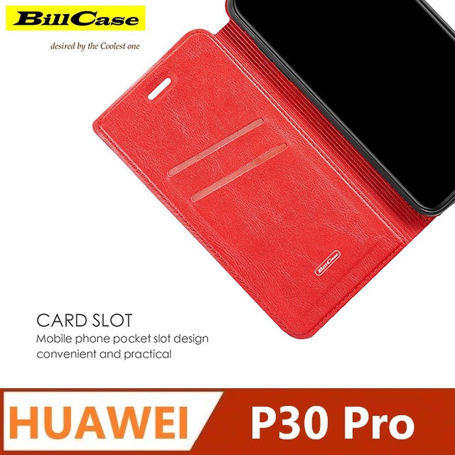 Bill Case 2019 全新高規 超薄 華為 P30 Pro 極致手工磁性側掀 雙卡支架 保護皮套