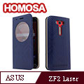 HOMOSA ASUS Zenfone 2 Laser ZE500KL(5吋) 智慧視窗皮套-十字紋深藍