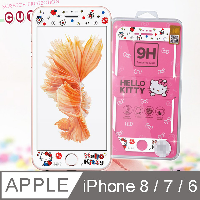 三麗鷗凱蒂貓iphone 6s 7 8 4 7吋可共用微閃粉玻璃保護貼 蘋果 Pchome 24h購物
