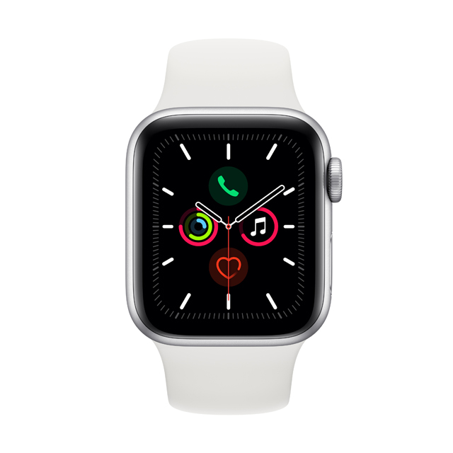 Apple Watch S5 GPS, 44mm銀色鋁金屬錶殼 運動型錶帶