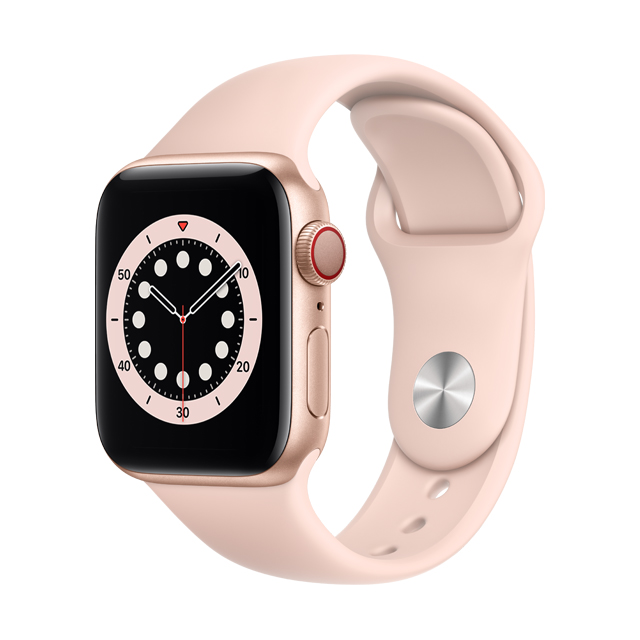 ★福利品出清★Apple Watch S6 LTE40mm,金色鋁金屬錶殼搭配粉沙色運動型錶帶