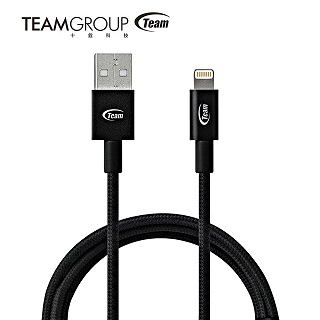 TEAM十銓科技 Lightning編織款 充電傳輸線1M(WC01)_黑色