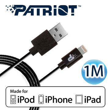 Patriot美商博帝 Apple MFI 認證充電線-1M (經典黑)