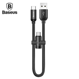 【BASEUS】倍思 U形便攜款Type-C數據線+轉接頭(黑色) Type-C To Micro USB