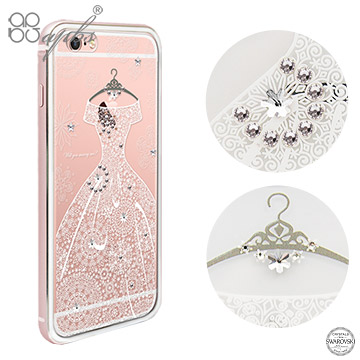 apbs APPLE iPhone6s Plus/iPhone6 Plus 5.5吋 施華洛世奇彩鑽金屬框手機殼-玫瑰金禮服