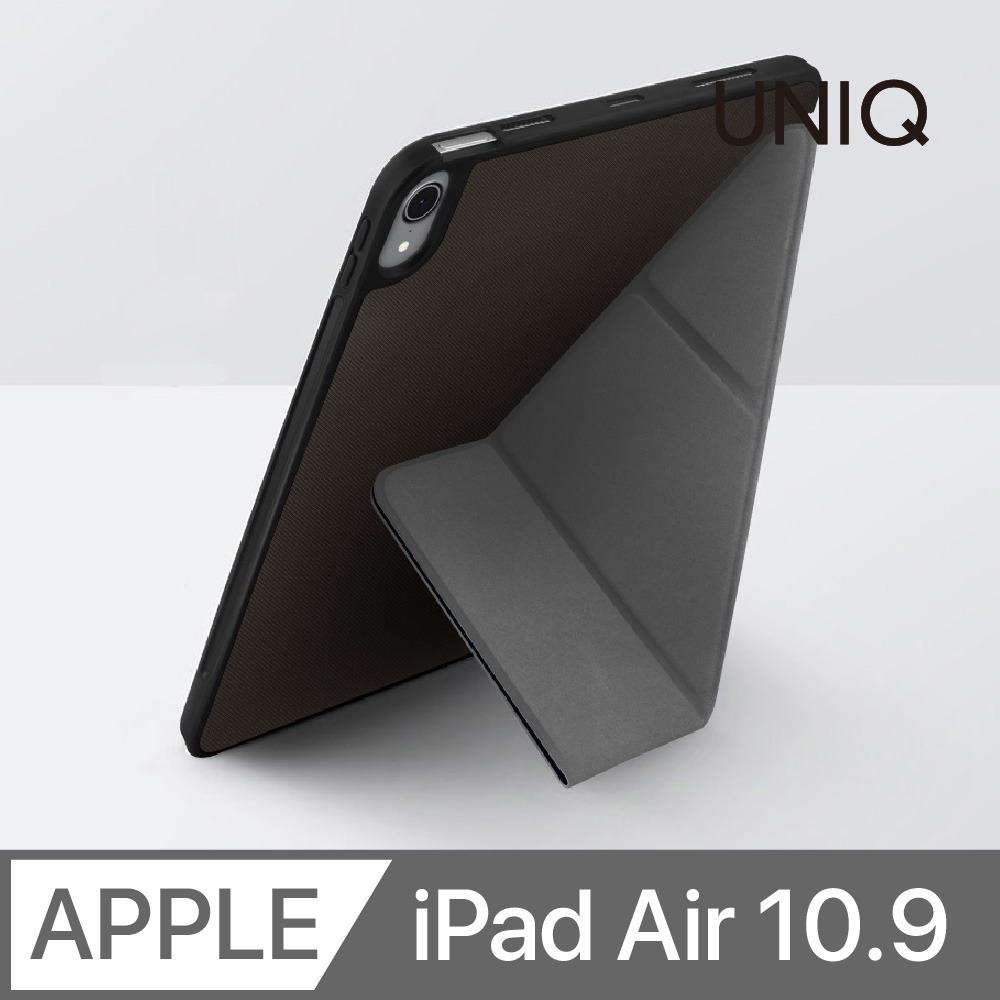UNIQ Transforma Rigor 可立式帶筆槽抗菌平板保護套(iPad Air 10.9吋─4代)深灰