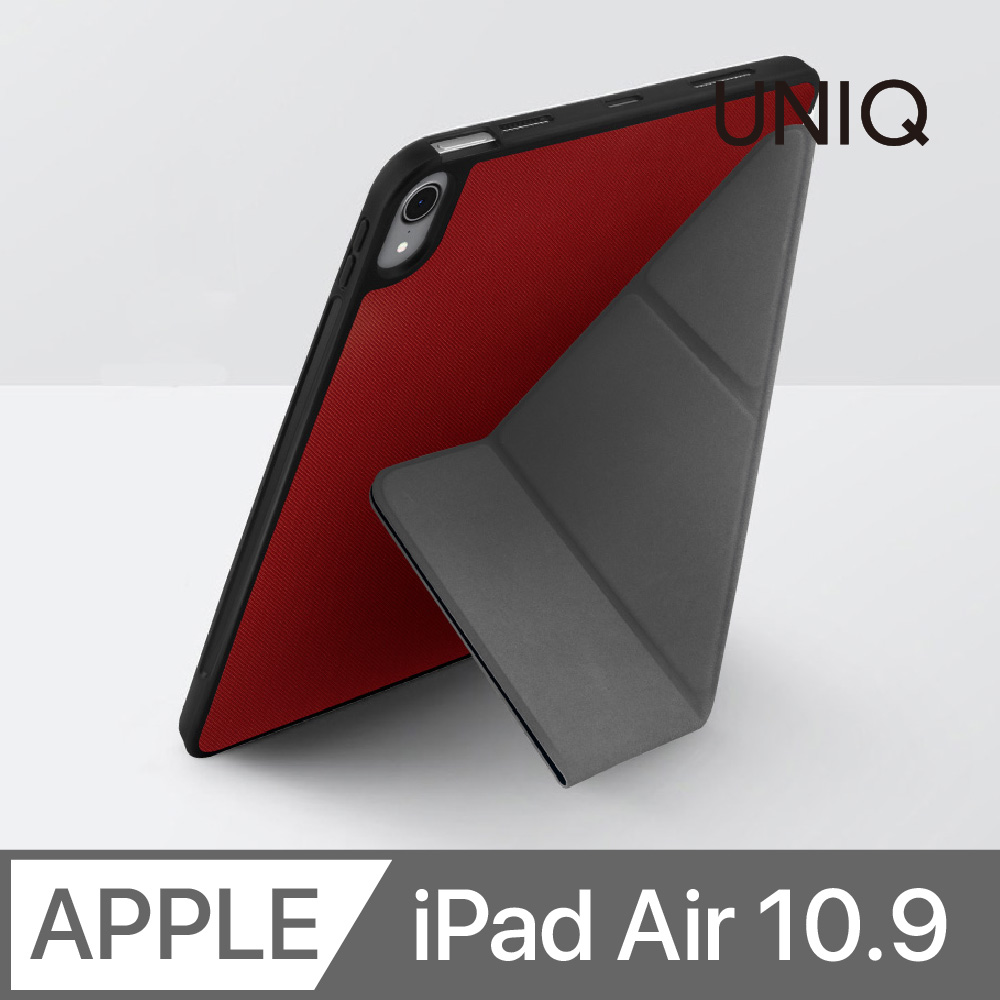 UNIQ Transforma Rigor 可立式帶筆槽抗菌平板保護套(iPad Air 10.9吋─4代)深紅