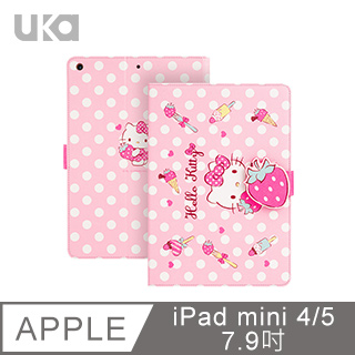 三麗鷗 Apple iPad mini 2019/mini 5 7.9吋 Kitty系列智能休眠可立式磁扣保護套 草莓凱蒂貓