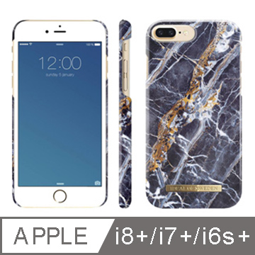 iDeal Of Sweden iPhone 8/7 Plus 瑞典大理石紋手機保護殼-挪威蓋倫格藍金