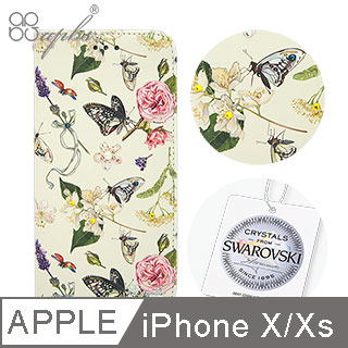 apbs APPLE iPhoneX 施華洛世奇水晶鑽皮套-蝴蝶