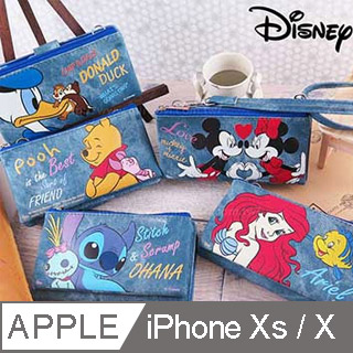 Disney迪士尼iPhone X 牛仔彩繪零錢包保護殼套組(活動可拆式)