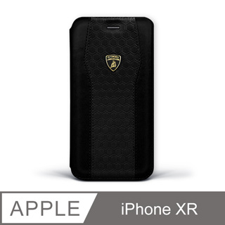 iPhone XR 藍寶堅尼側翻磁扣皮套 - 暗夜黑