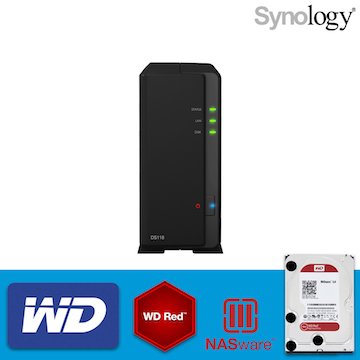 【 WD紅標4TB 】Synology 群暉科技 DiskStation DS118 1Bay網路儲存伺服器