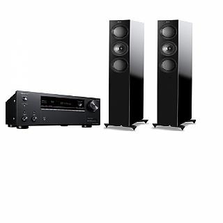 英國 KEF 小型三路分音座地揚聲器 R5+日本ONKYO TX-NR595 7.2聲道 環繞擴大機