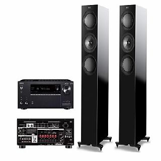 英國 KEF 小型三路分音座地揚聲器 R5/對+ONKYO TX-NR696 7.2聲道環繞擴大機