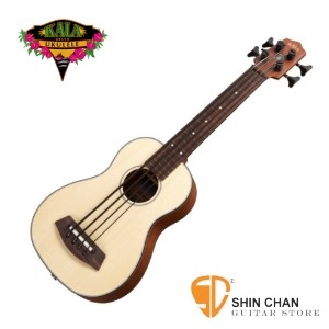 美國 KALA UBASS2-FL 30吋 單板雲杉木 可插電低音烏克麗麗 (無琴格) 附厚袋【Fretless Bass】