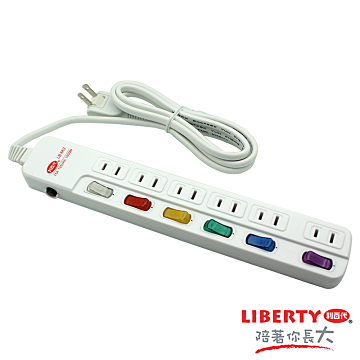 LIBERTY 6切6座2孔過載保護延長線1.8m LB-66206