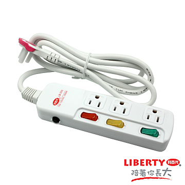 LIBERTY 3切3座3孔過載保護延長線1.8m LB-33306