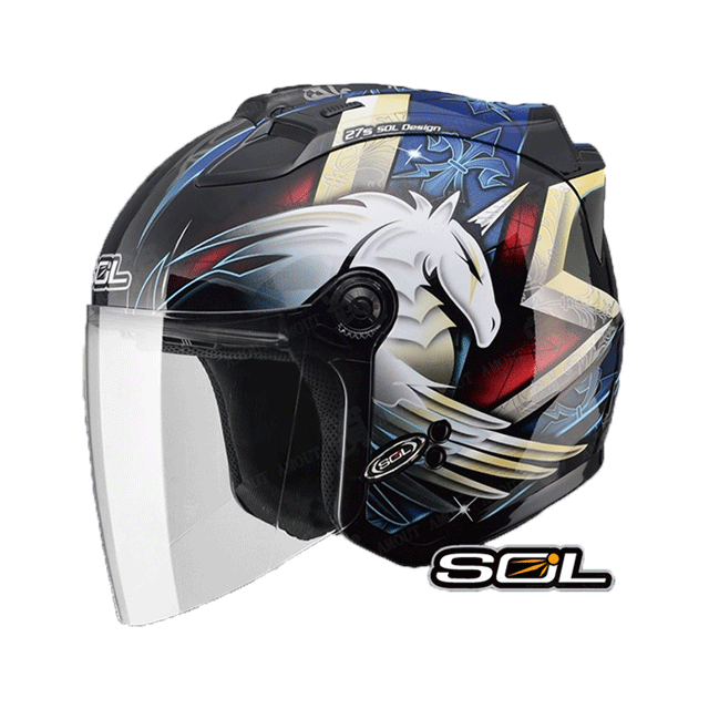 【SOL 27S 獨角獸三代彩繪】開放式安全帽│LED 警示燈設計│機車│YAMAHA S-max 新勁戰