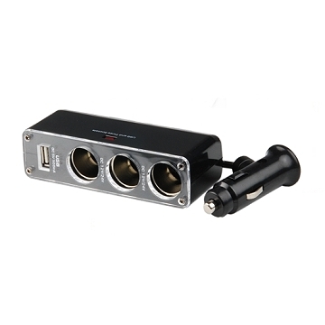三孔車用點煙器電源擴充槽+USB