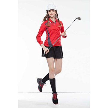 【SPAR】吸濕排汗女版長袖POLO衫(SP77814)炫紅色