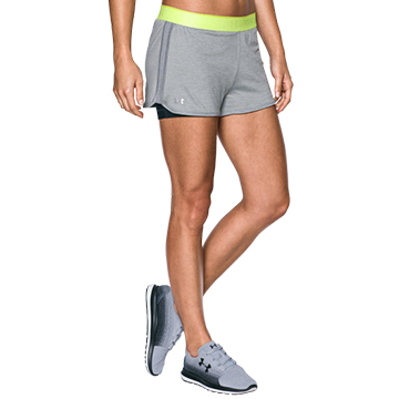Under Armour 女HG Armour2-in-1 緊身 運動短褲-麻花灰 1290800-025