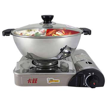 卡旺-遠紅外線瓦斯爐K1-1200V+康潔雙格火鍋28cm(TH-05228)