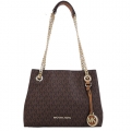 MICHAEL KORS JET SET CHAIN滿版鍊帶兩用包(小 棕)