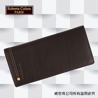 【Roberta諾貝達】男用皮夾 長夾 專櫃皮夾 進口軟牛皮鉚釘長夾 (咖啡色)23158
