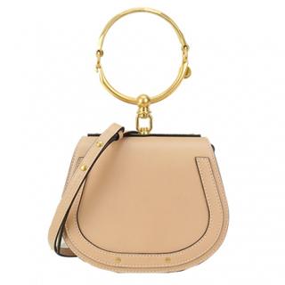 Chloe Nile Chloé 小牛皮圓形金屬環手提肩背包(米色)