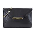 MICHAEL KORS Lana 金logo牛皮信封晚宴/肩背包(黑)
