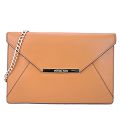 MICHAEL KORS Lana 金logo牛皮信封晚宴/肩背包(奶茶)