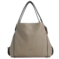 COACH 專櫃款 EDIE 31 拼接蛇紋三層肩背包(奶茶)